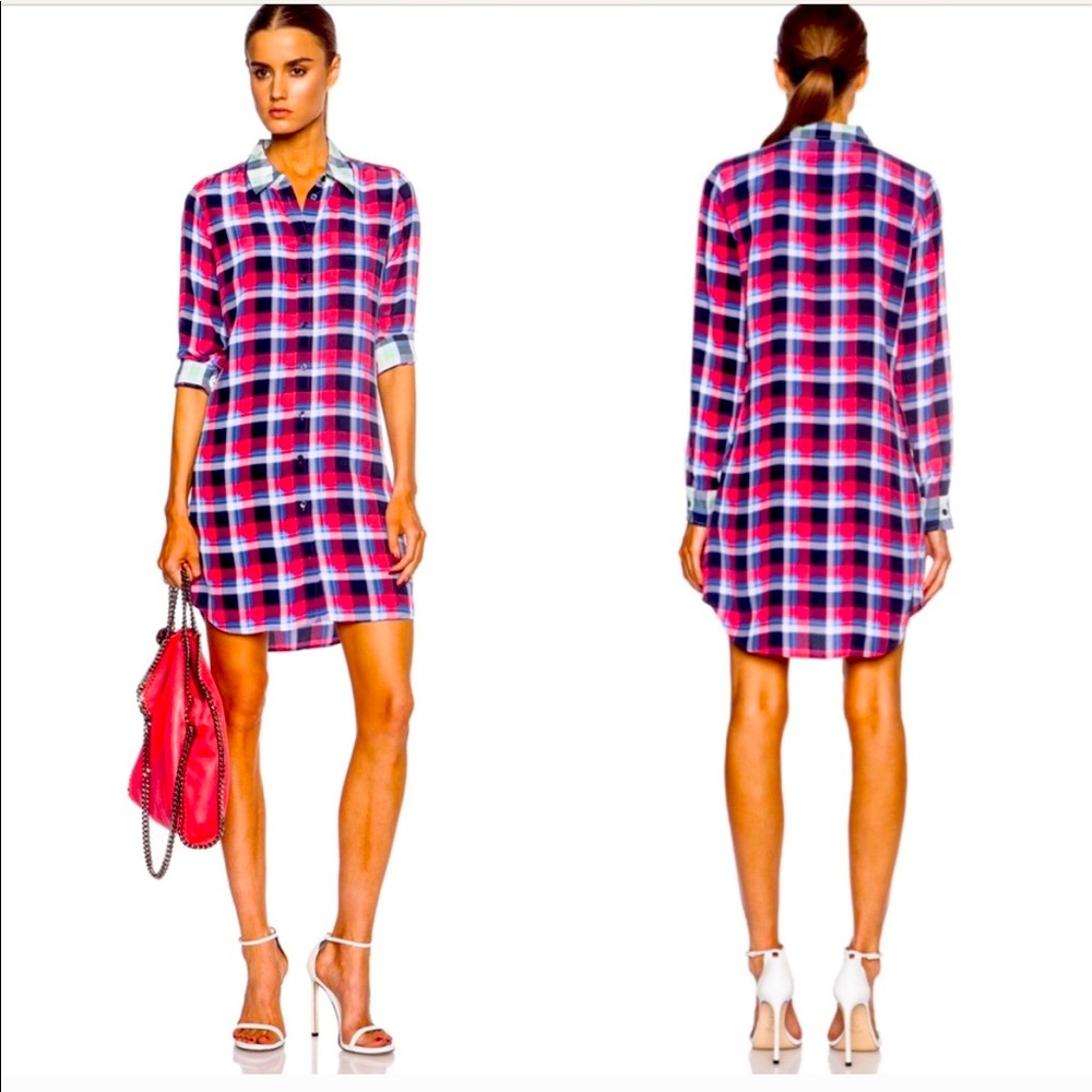 EQUIPMENT FR Silk Plaid Shirt Dress